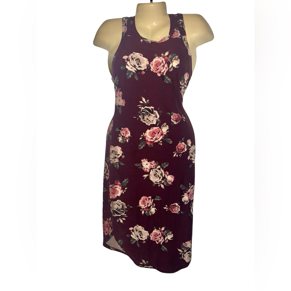 Rue21 Burgundy Floral Racerback Midi Dress